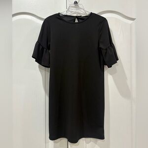 Elegant Black Ruffle Sleeve Dress